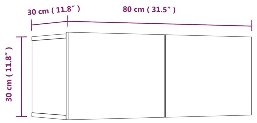 Έπιπλα Τηλεόρασης 4 τεμ. Γκρι Σκυρ. 80x30x30 εκ. Επεξ. Ξύλο - Γκρι