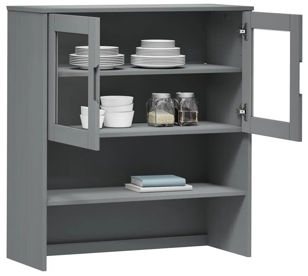 vidaXL Πάνω Μέρος Ντουλαπιού MOLDE Γκρι 90x35x100 εκ. Μασίφ Πεύκο