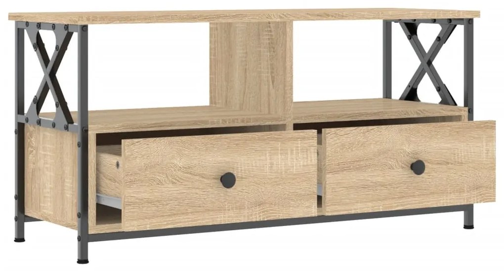 vidaXL Έπιπλο Τηλεόρασης Sonoma Δρυς 90x33x45 εκ. Επεξ. Ξύλο/Σίδερο