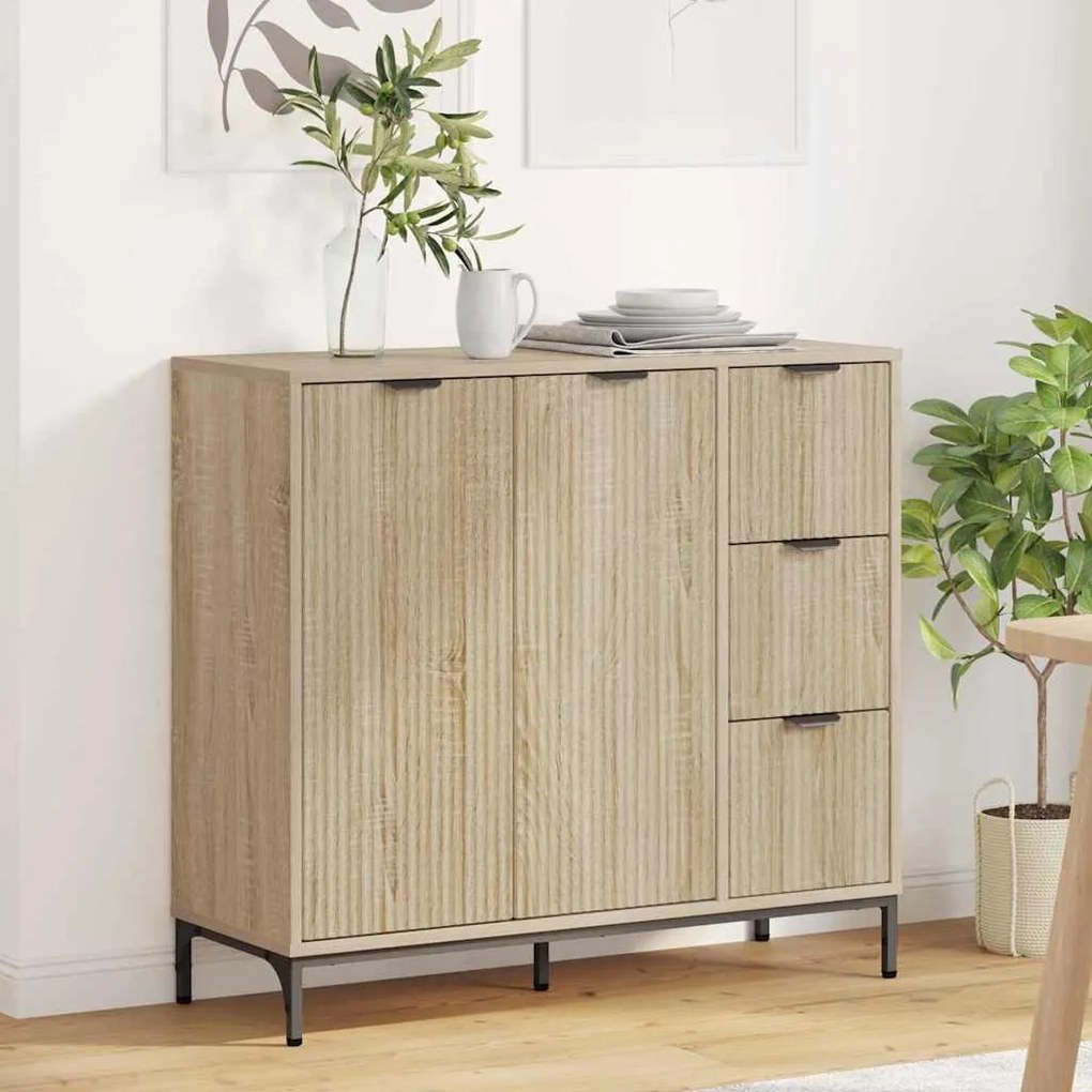 vidaXL Πλαϊνό γραφείο με συρτάρι Sonoma Δρυς 89.5 x 33 x 82 εκ.