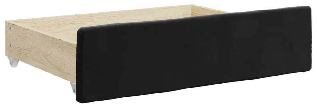 vidaXL Καναπές Κρεβάτι Συρόμενος Μαύρο 90x200 εκ. Βελούδο &amp; Συρτάρια