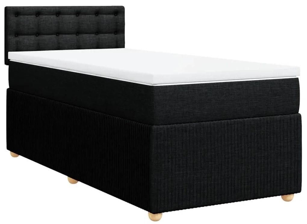 vidaXL Κρεβάτι Boxspring με Στρώμα Μαύρο 90x190 εκ.Υφασμάτινο