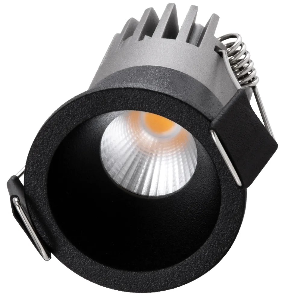 GloboStar® MICRO-S 60239 Χωνευτό LED Spot Downlight TrimLess Φ4cm 5W 625lm 38° AC 220-240V IP20 Φ4 x Υ5.9cm - Στρόγγυλο - Μαύρο - Θερμό Λευκό 2700K - Bridgelux COB - 5 Years Warranty