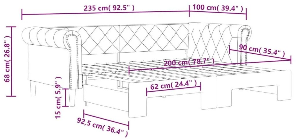 Καναπές Κρεβάτι Συρόμενος Καπουτσίνο 90x200 εκ. Συνθετικό Δέρμα - Καφέ