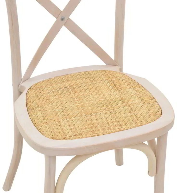 Καρέκλα Dylon pakoworld στοιβαζόμενη white wash ξύλο οξιάς-έδρα φυσικό rattan 48x52x89εκ