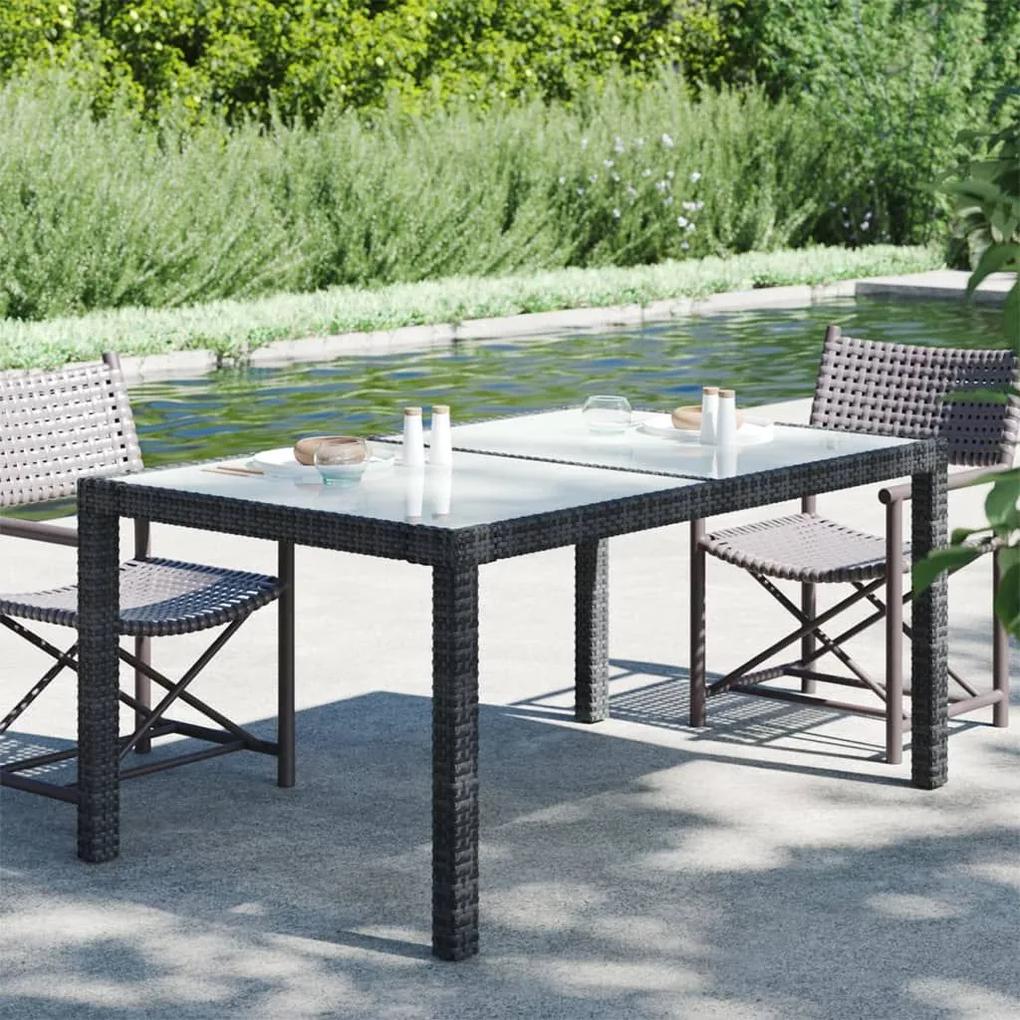 Τραπέζι Κήπου Μαύρο 150x90x75 εκ. Συνθετικό Ρατάν/Ψημένο Γυαλί - Μαύρο