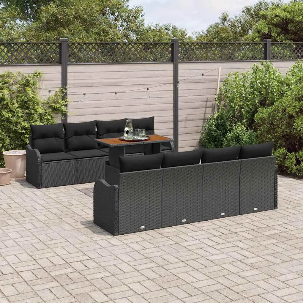 vidaXL Σετ Καναπέ Κήπου με μαξιλάρι 7 pcs Μαύρο 100 x 55 x 73 εκ