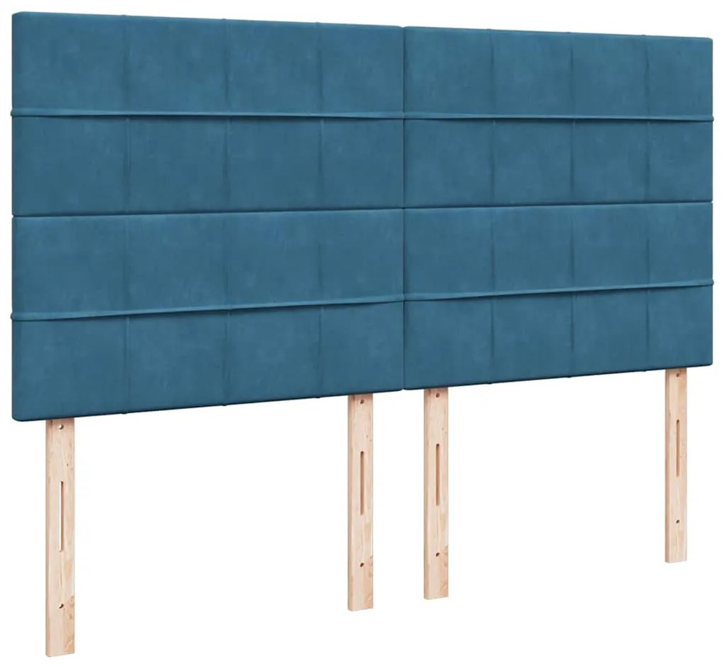 vidaXL Κρεβάτι Boxspring με Στρώμα Σκούρο Μπλε 180x200 εκ. Βελούδινο