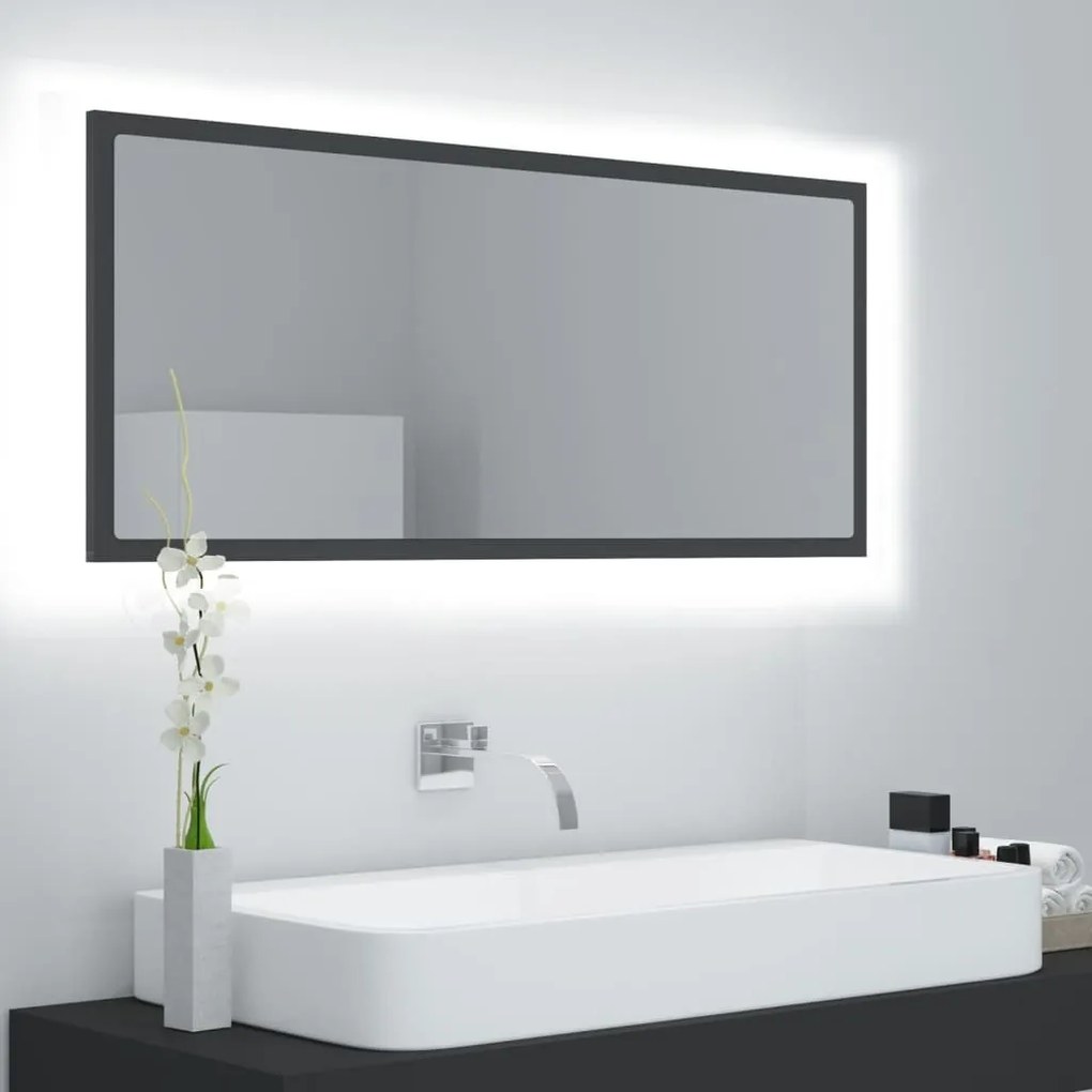 Καθρέφτης Μπάνιου με LED Γκρι 100x8,5x37 εκ. από Ακρυλικός - Γκρι