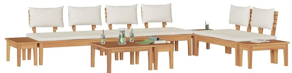 vidaXL Σετ Παγκάκι Κήπου με μαξιλάρι 5 pcs Καφέ και Κρέμα