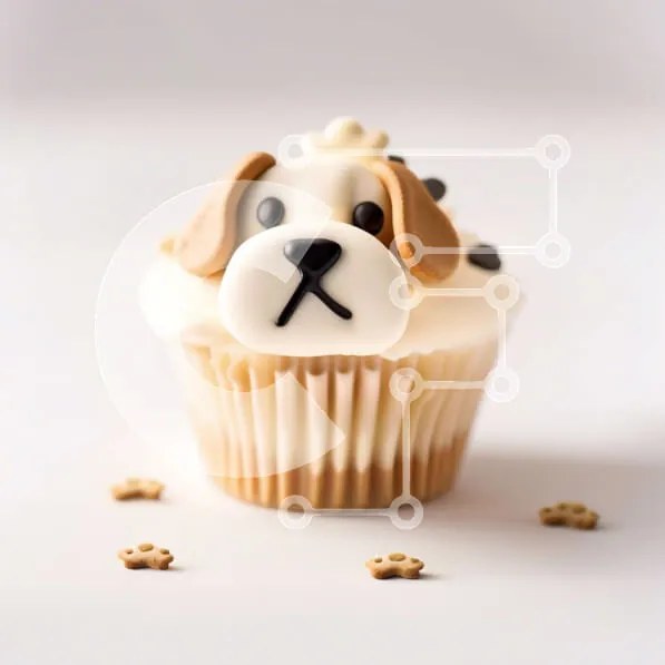 Σετ των 2 Intra Συλλεκτικό Ξύλινο Παζλ Plywood  4mm - Αξιολάτρευτο Cupcake με σχέδιο προσώπου σκύλου Σε Ξύλινο Κουτί - Διαστάσεις: 10x10 cm – 25 κομμάτια