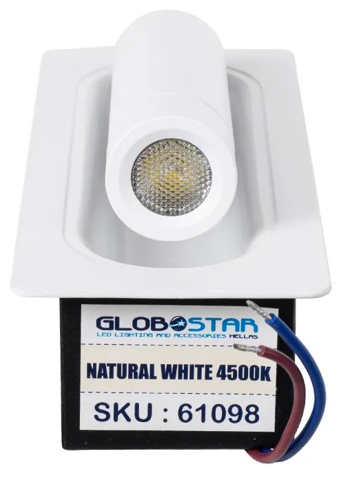 GloboStar MANHATTAN 61098 Μοντέρνο Χωνευτό Φωτιστικό Τοίχου - Απλίκα Ξενοδοχείου Bed Side LED 3W 405lm 36° AC 220-240V - Reading Light - Μ7 x Π7 x Υ17cm - Φυσικό Λευκό 4500K - Λευκό