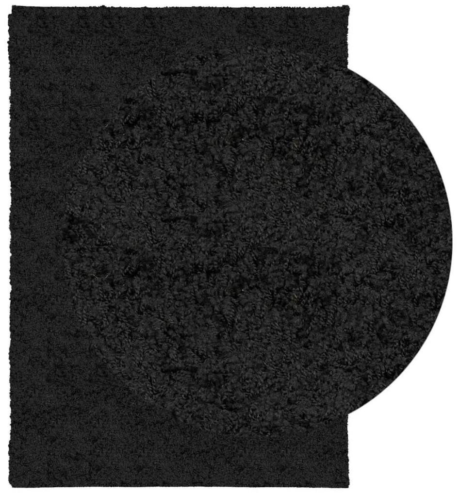Χαλί Shaggy με Ψηλό Πέλος Μοντέρνο Μαύρο 160 x 230 εκ. - Μαύρο