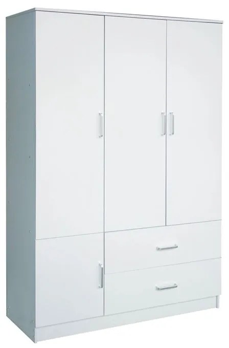 WOODWELL Ε8385,1CLOSET Ντουλάπα Τετράφυλλη, 5 Ράφια, 2 Συρτάρια, Θέσεις για Κρεμάστρες, Απόχρωση Άσπρο 120x50x180cm Ε8385,1