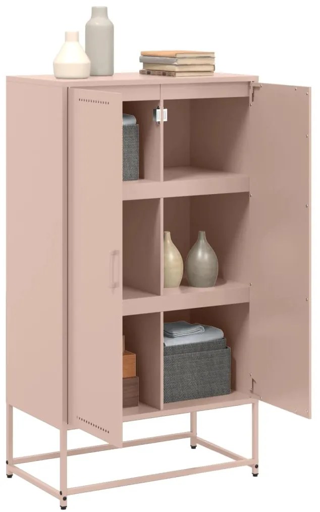 vidaXL Ντουλάπι Ροζ 68,5x38,5x123,5 εκ. από Ατσάλι