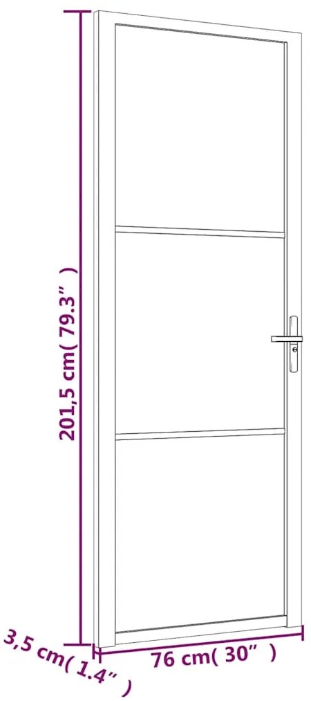 vidaXL Εσωτερική Πόρτα 76 x 201,5 εκ. Λευκό ESG Γυαλί και Αλουμίνιο