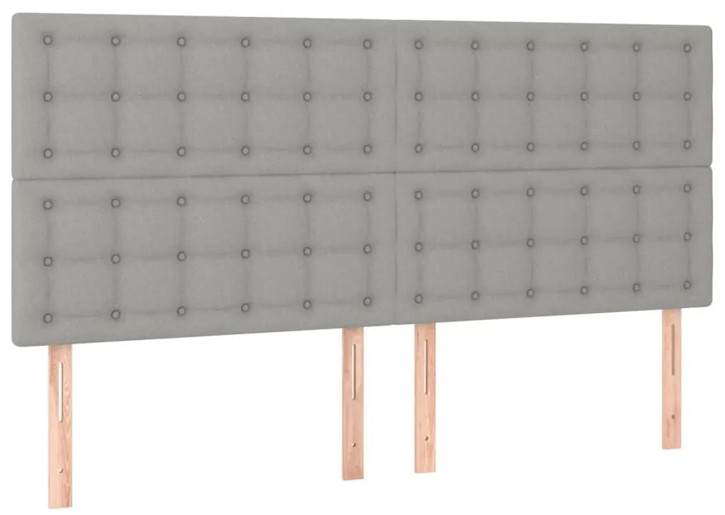 Κεφαλάρι Κρεβατιού LED Ανοιχτό Γκρι 180x5x118/128εκ. Υφασμάτινο - Γκρι