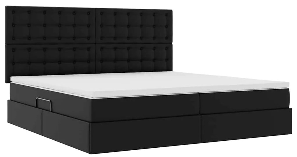 vidaXL Κρεβάτι Αποθήκης με στρώμα Μαύρο 200 x 200 cm Τεχνητό Δέρμα
