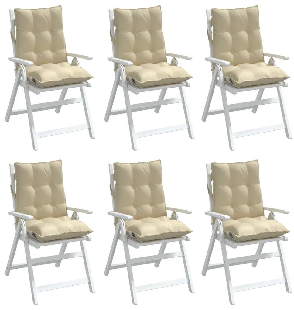 vidaXL Μαξιλάρια Καρέκλας Χαμηλή Πλάτη 6 τεμ. Μπεζ Ύφασμα Oxford
