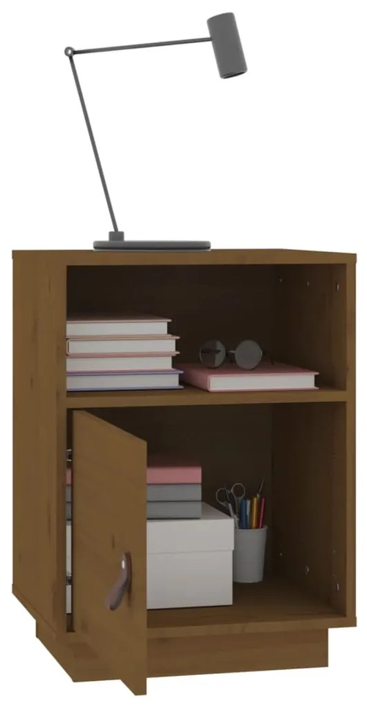 vidaXL Κομοδίνο Καφέ Μελί 40x34x55εκ. από Μασίφ Ξύλο Πεύκου
