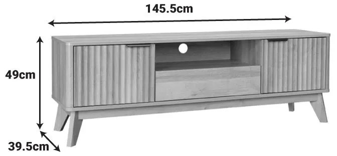 Έπιπλο τηλεόρασης Hamea mdf σε φυσική απόχρωση 145x39,5x49εκ 145x39.5x49 εκ.