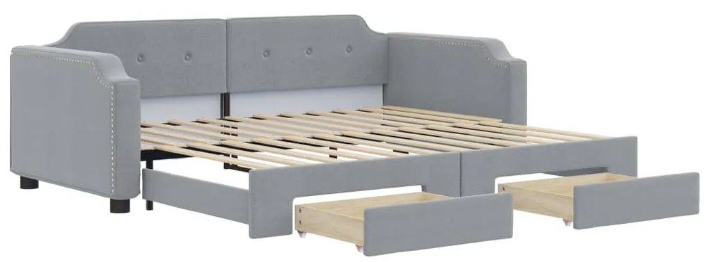 vidaXL Καναπές Κρεβάτι Συρόμενος Αν. Γκρι 100x200 εκ Ύφασμα &amp; Συρτάρια