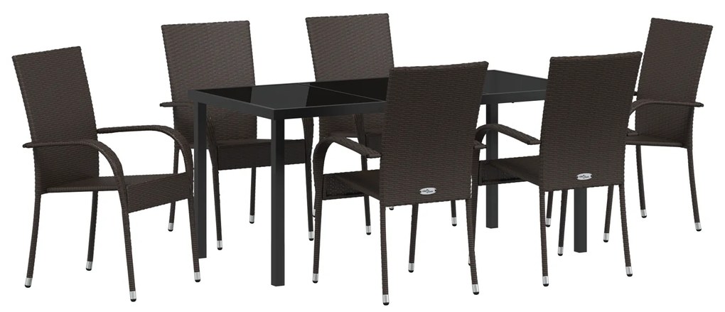 vidaXL Σέτ φαγητού για κήπο 7 pcs Καστανό Ράτα PE