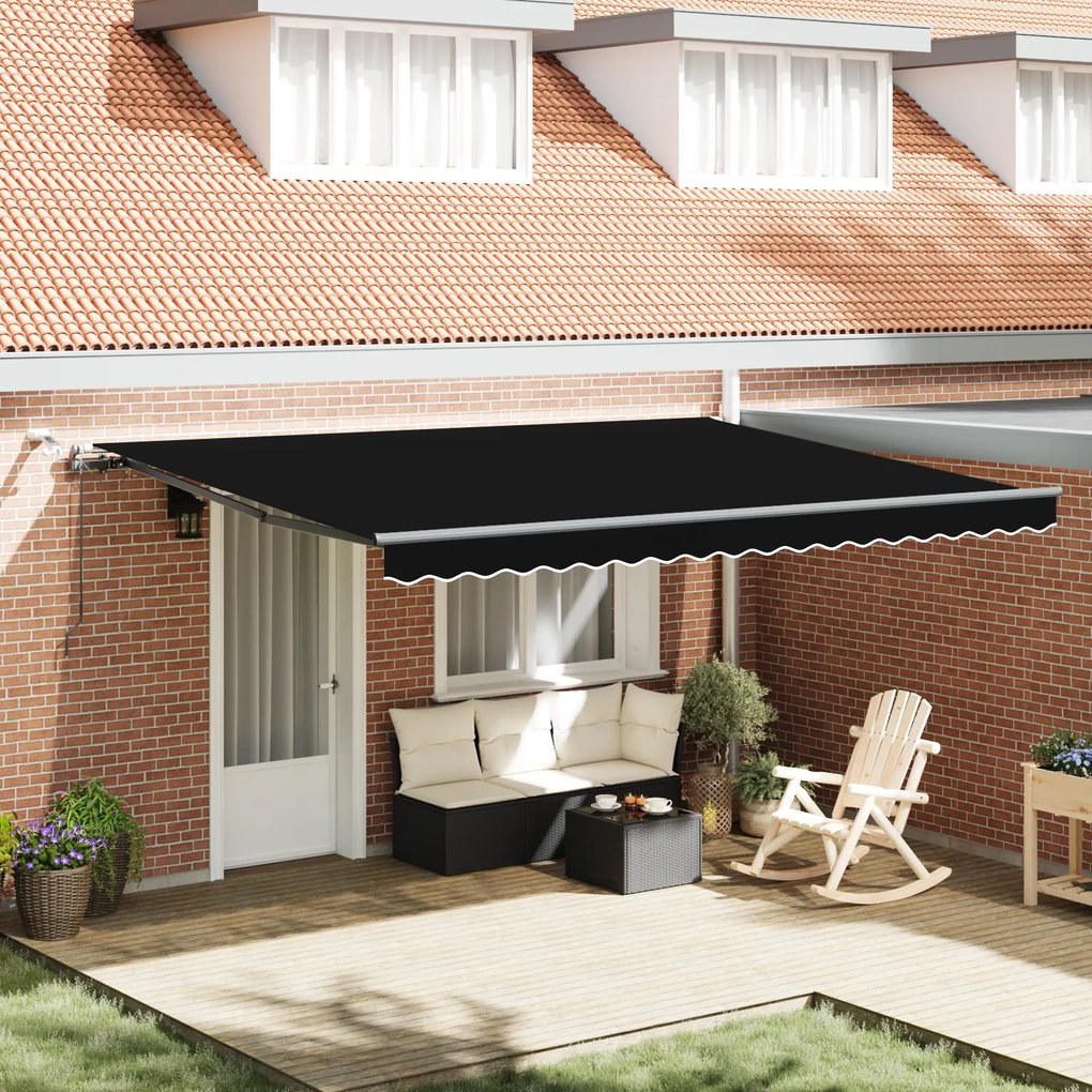 vidaXL Αυτόματη Ανασυρόμενη Τέντα με LED Μαύρη 450x350 cm