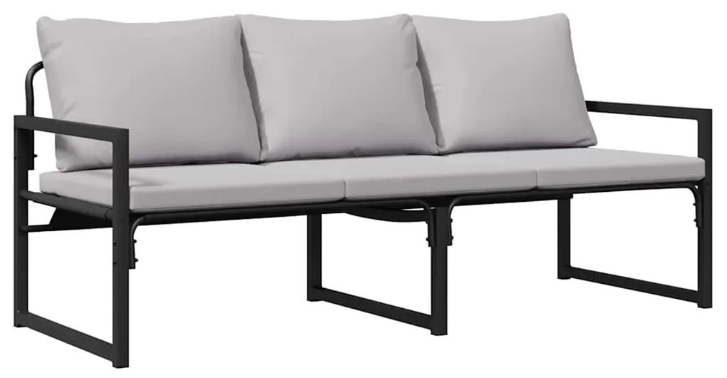 vidaXL Εξωτερικά Έπιπλα με μαξιλάρι Μαύρο 180 x 72.5 x 71 εκ. Ατσάλι