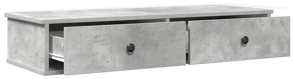 Ράφι τοίχου με συρτάρια Γκρι μπετόν 100x37,5x19 cm Ξύλο μηχανής - Γκρι