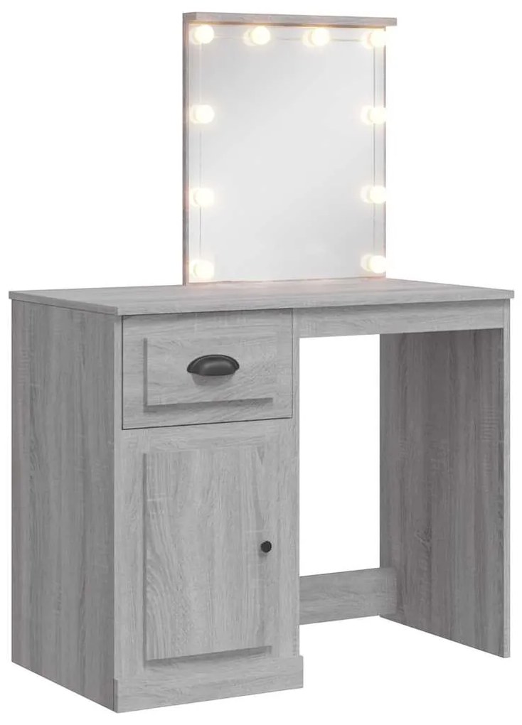 vidaXL Μπουντουάρ με LED Φώτα Γκρι Sonoma 90x42x132,5 εκ.