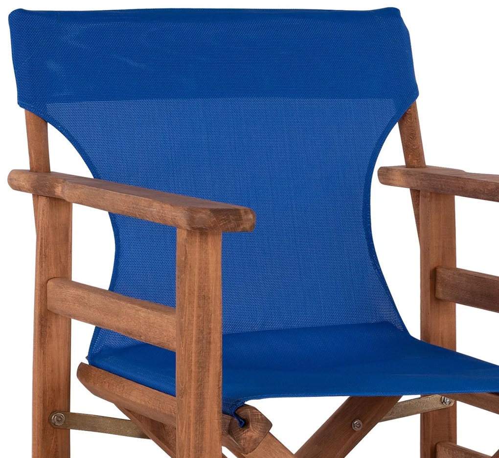 Σκαμπό Μπαρ Σκηνοθέτη ΛΗΜΝΟΣ C10374.01 Καρυδί Εμποτισμού με Μπλέ Textilene 58x58x118 εκ. 58x58x118 εκ.