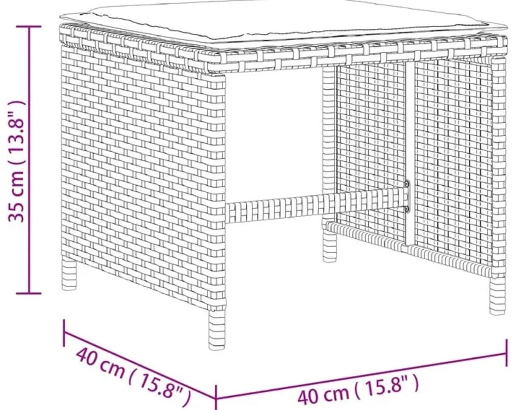 Σκαμπό Κήπου 4 τεμ Μικτό Μπεζ 40x40x35 εκ Συνθ. Ρατάν+Μαξιλάρια - Μπεζ