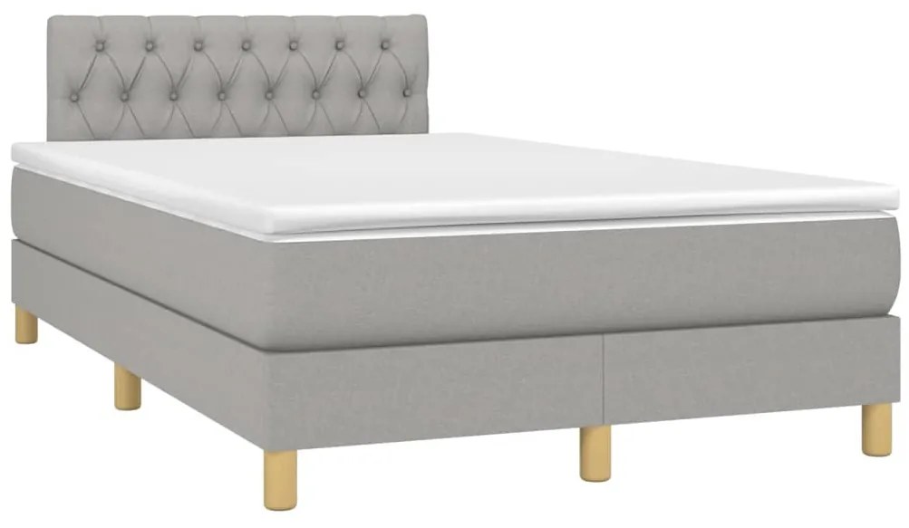 vidaXL Κρεβάτι Boxspring με Στρώμα & LED Αν.Γκρι 120x200 εκ Υφασμάτινο