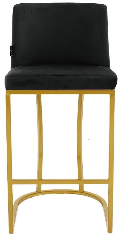Σκαμπό bar μεσαίου ύψους Impartial I μεταλλικό χρυσό-βελούδο μαύρο 48x46x95 εκ.