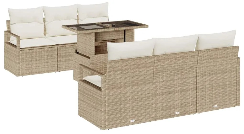 vidaXL Σετ Καναπέ Κήπου 7 pcs μπεζ και κρεμ 100 x 55 x 73 εκ