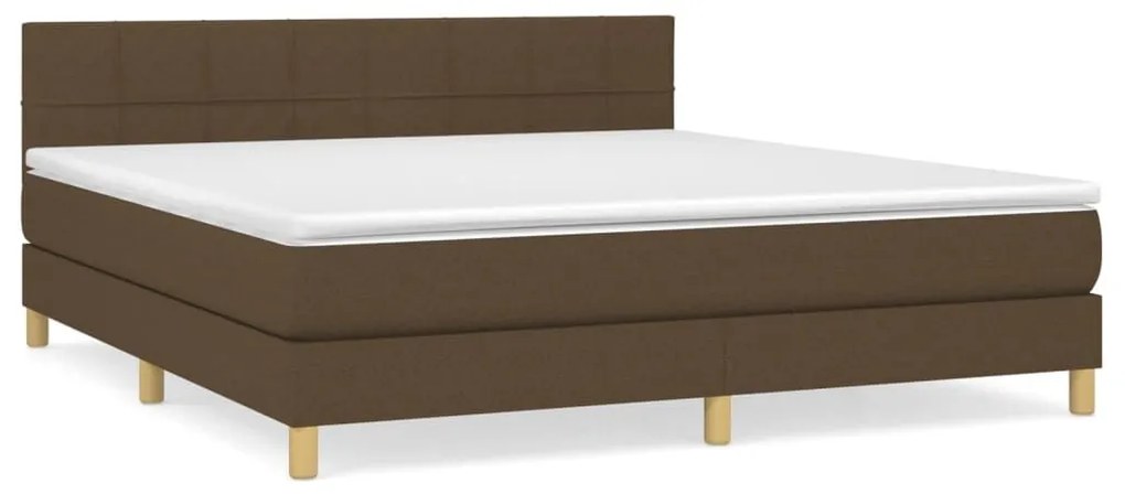 Κρεβάτι Boxspring με Στρώμα Σκούρο Καφέ 180x200 εκ Υφασμάτινο - Καφέ