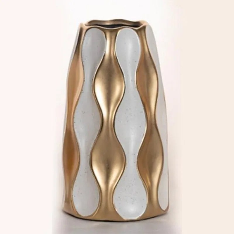Βάζο Κεραμικό 752-20066 15x15x27cm White-Gold Estheti Home Ceramic