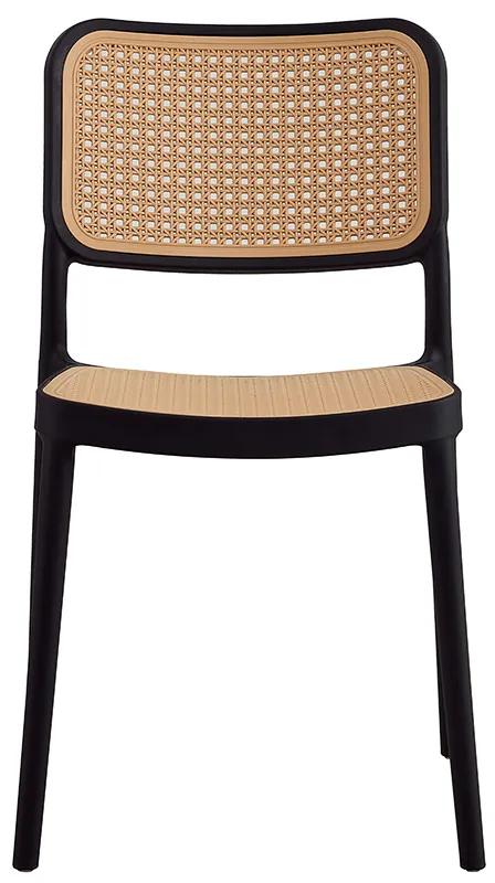 Καρέκλα Poetica pakoworld με UV protection PP μπεζ-μαύρο 42x52x81εκ. - Πολυπροπυλένιο - 262-000008