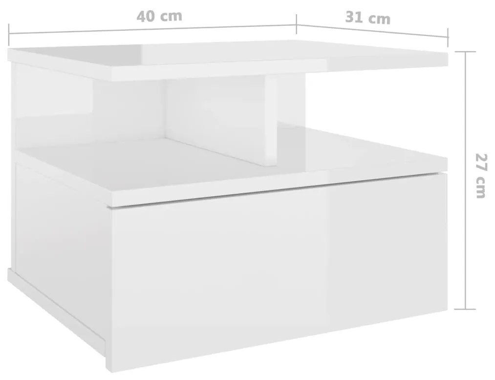 Κομοδίνα Κρεμαστά 2 τεμ. Γυαλ. Λευκό 40x31x27εκ. από Επεξ. Ξύλο - Λευκό