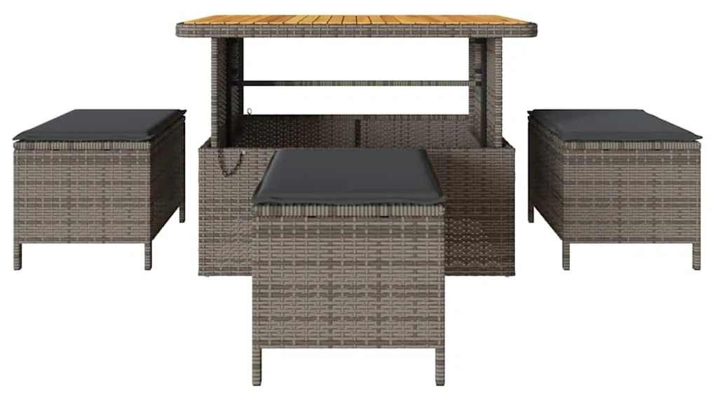 vidaXL Σέτ φαγητού για κήπο Γκρι συνθετικό ρατάν