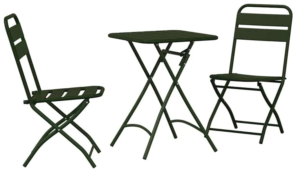 vidaXL Σετ μπιστρό 3 pcs Πράσινο Ατσάλι