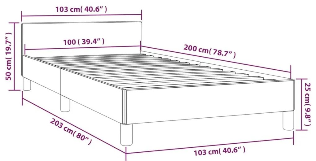 Πλαίσιο Κρεβατιού με Κεφαλάρι Κρεμ 100x200 εκ. Υφασμάτινο - Κρεμ