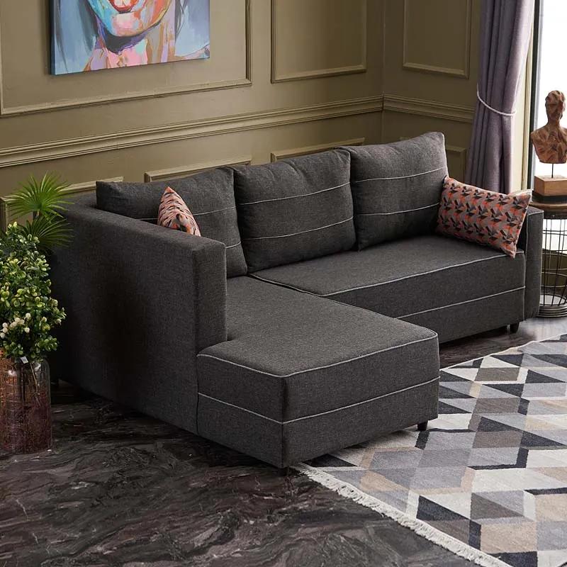Γωνιακός καναπές - κρεβάτι Ece Megapap αριστερή γωνία υφασμάτινος με αποθηκευτικό χώρο χρώμα ανθρακί 242x160x88εκ. - Ύφασμα - PRGP043-0064,1
