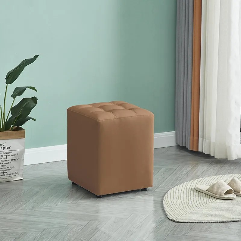 Σκαμπό Cube Cappuccino PU 35x35x42cm