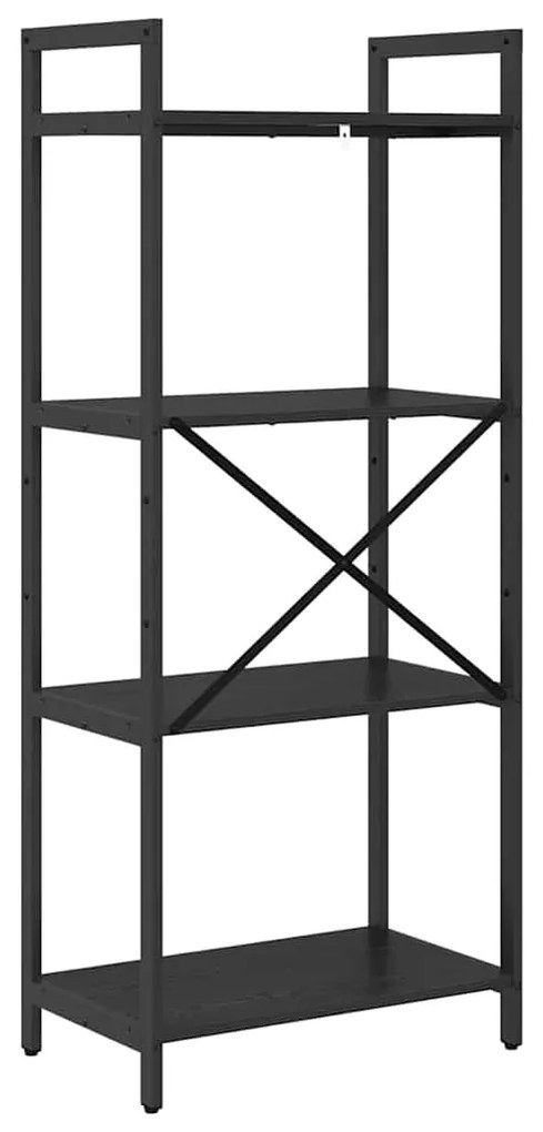 vidaXL Ράφι Βιβλίων Μαύρη Οξυά 56 x 34 x 133,5 εκ Επεξεργασμένο ξύλο