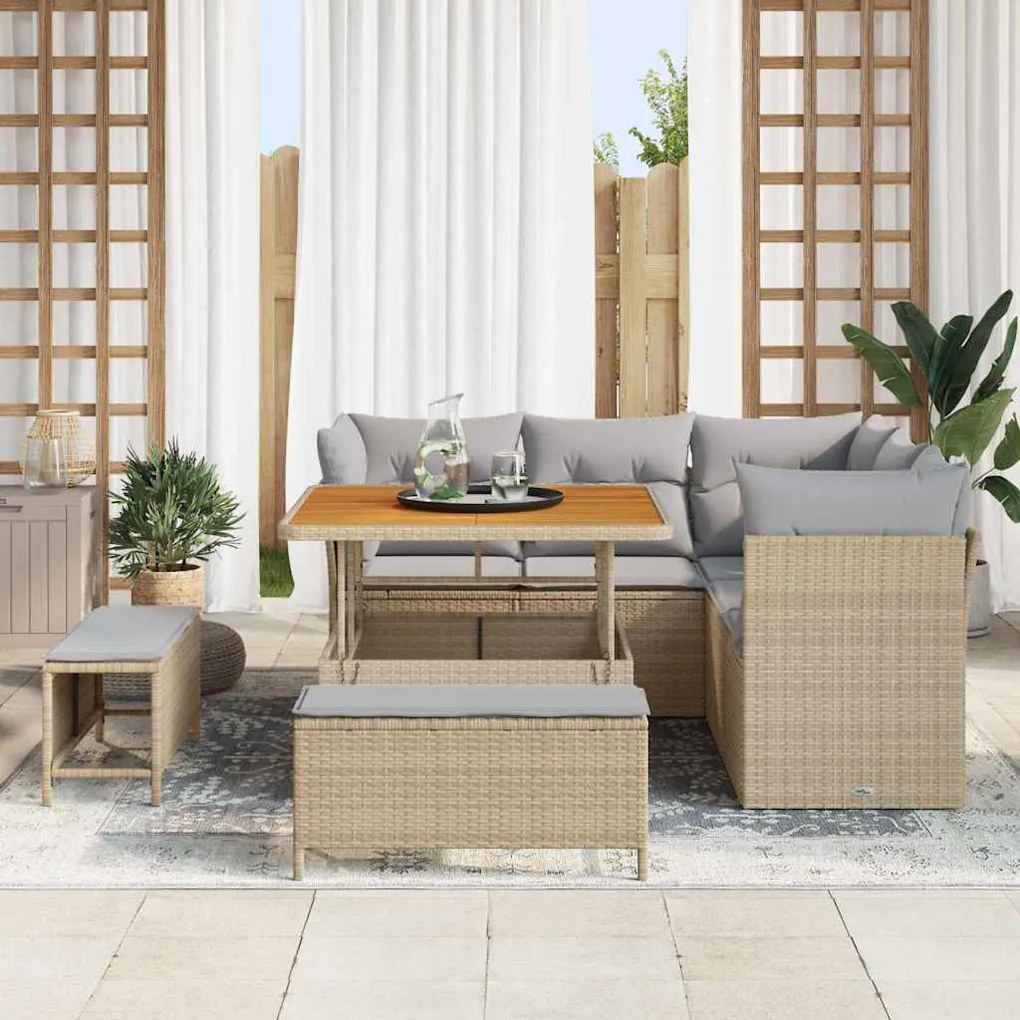 vidaXL Σετ Καναπέ Κήπου 8 pcs μπεζ και ανοιχτό γκρι 100 x 100 x 71 cm