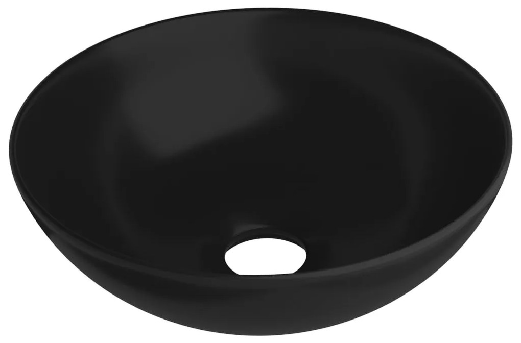 vidaXL Νιπτήρας Μπάνιου Στρογγυλός Μαύρο Ματ Κεραμικός