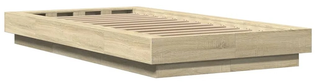 vidaXL Πλαίσιο Κρεβατιού με LED Sonoma Δρυς 90 x 190 εκ. Επεξ. Ξύλο