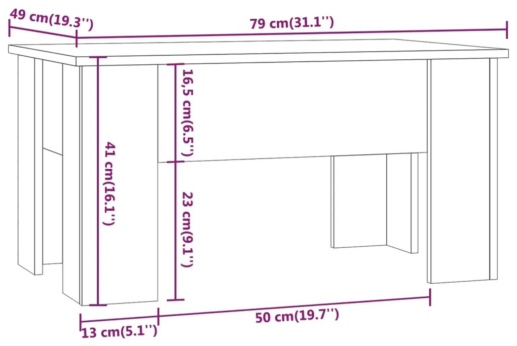 Τραπεζάκι Σαλονιού Καπνιστή Δρυς 79x49x41 εκ. Επεξεργασμ. Ξύλο - Καφέ